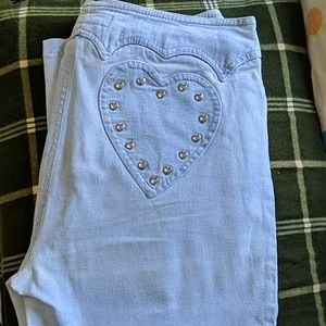 Escada Studded Heart Denim Jeans